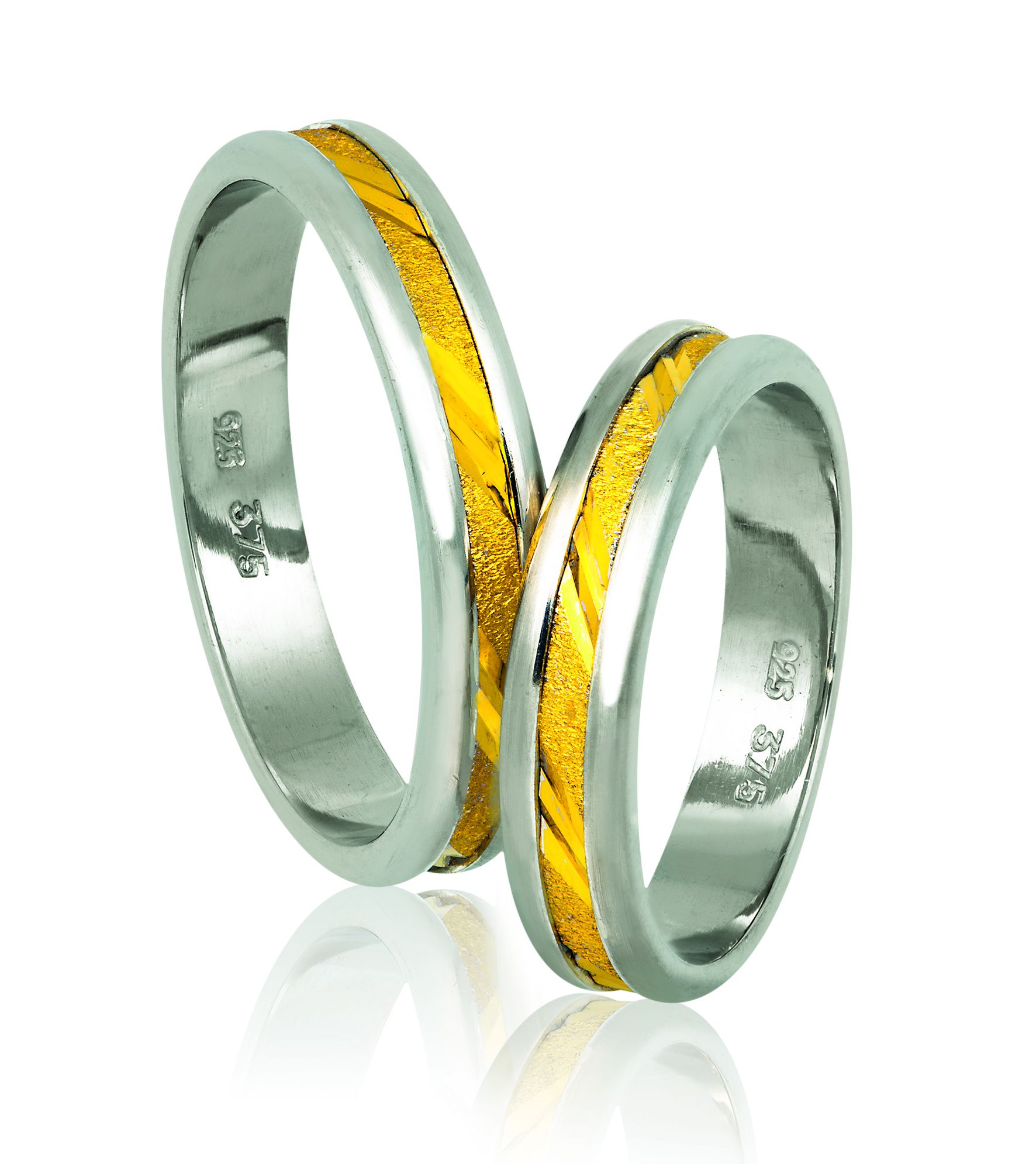 White gold & gold wedding rings 4.3mm (code A342)